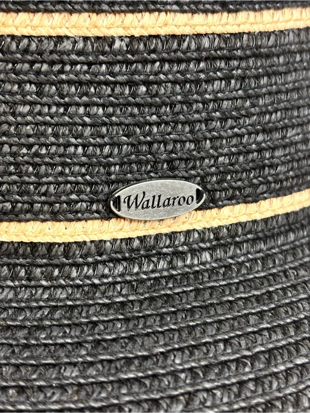 Wallaroo SPF 50 Wide Brim Black & Tan Savannah Striped Packable Sun Hat